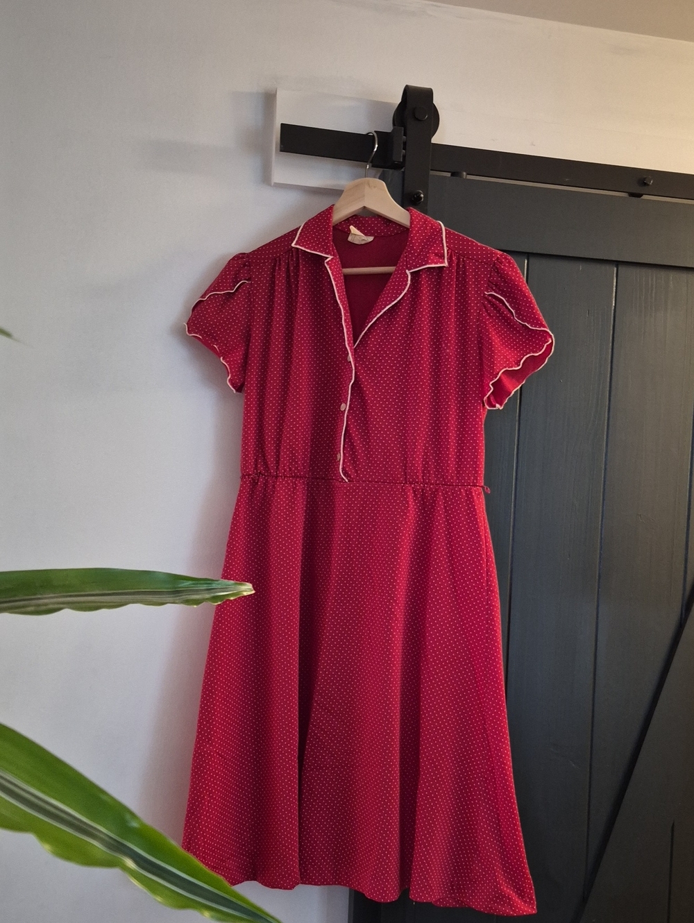 Vintage Red Polka Dot Short Sleeve Fit & Flare Dress